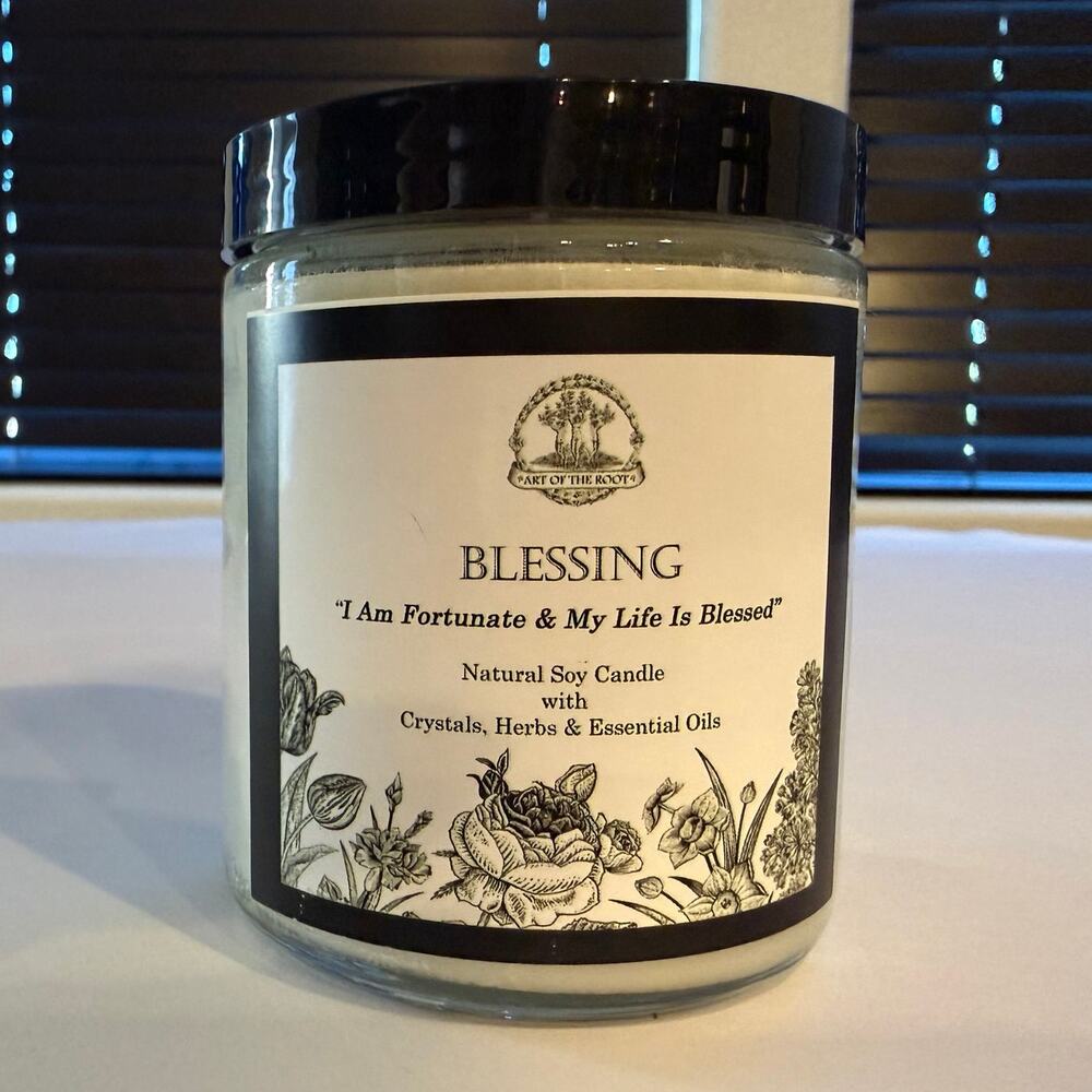 Art of the Root Blessing Soy Candle with Crystals & Herbs - 9 oz